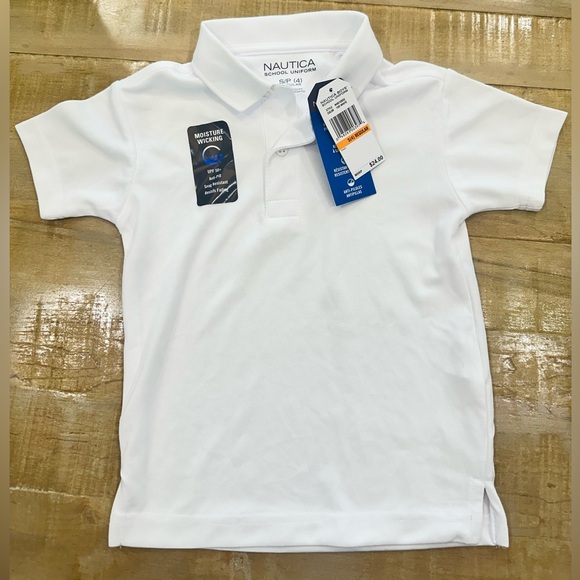 2 boys school uniform polo short sleeve shirts white navy Nautica French toast - Picture 7 of 14